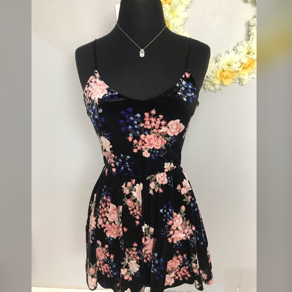 H&M Velvet Black Floral Romper